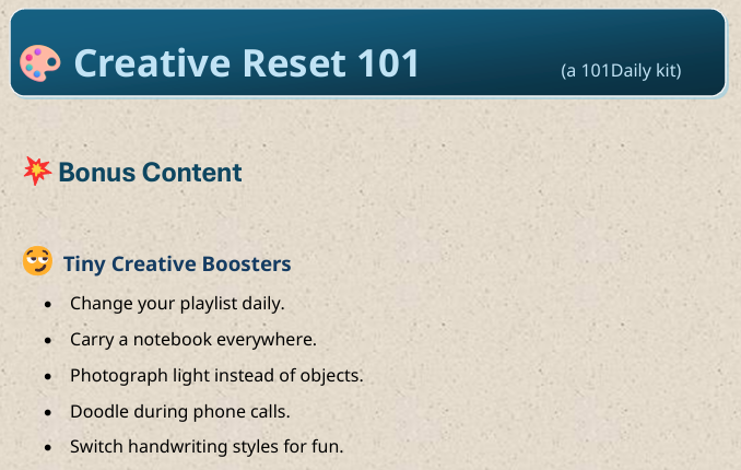 Tiny creative boosters